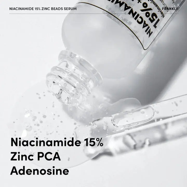 FRANKLY Niacinamide 15% Zinc Beads Serum textuur met zinkparels