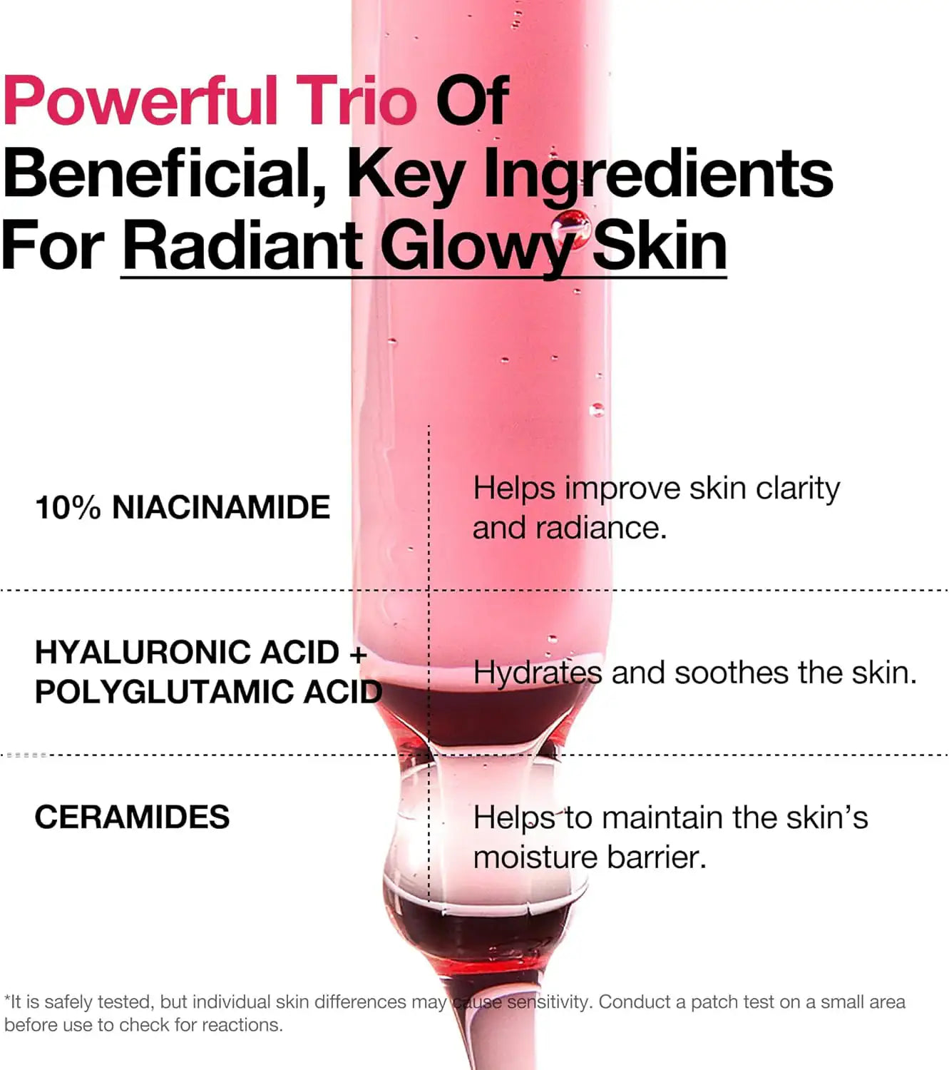 Anua Niacinamide 10%+TXA 4% Dark Spot Correcting Serum Anua 10+ serumfles met open mondstuk en druppels roze vloeistof