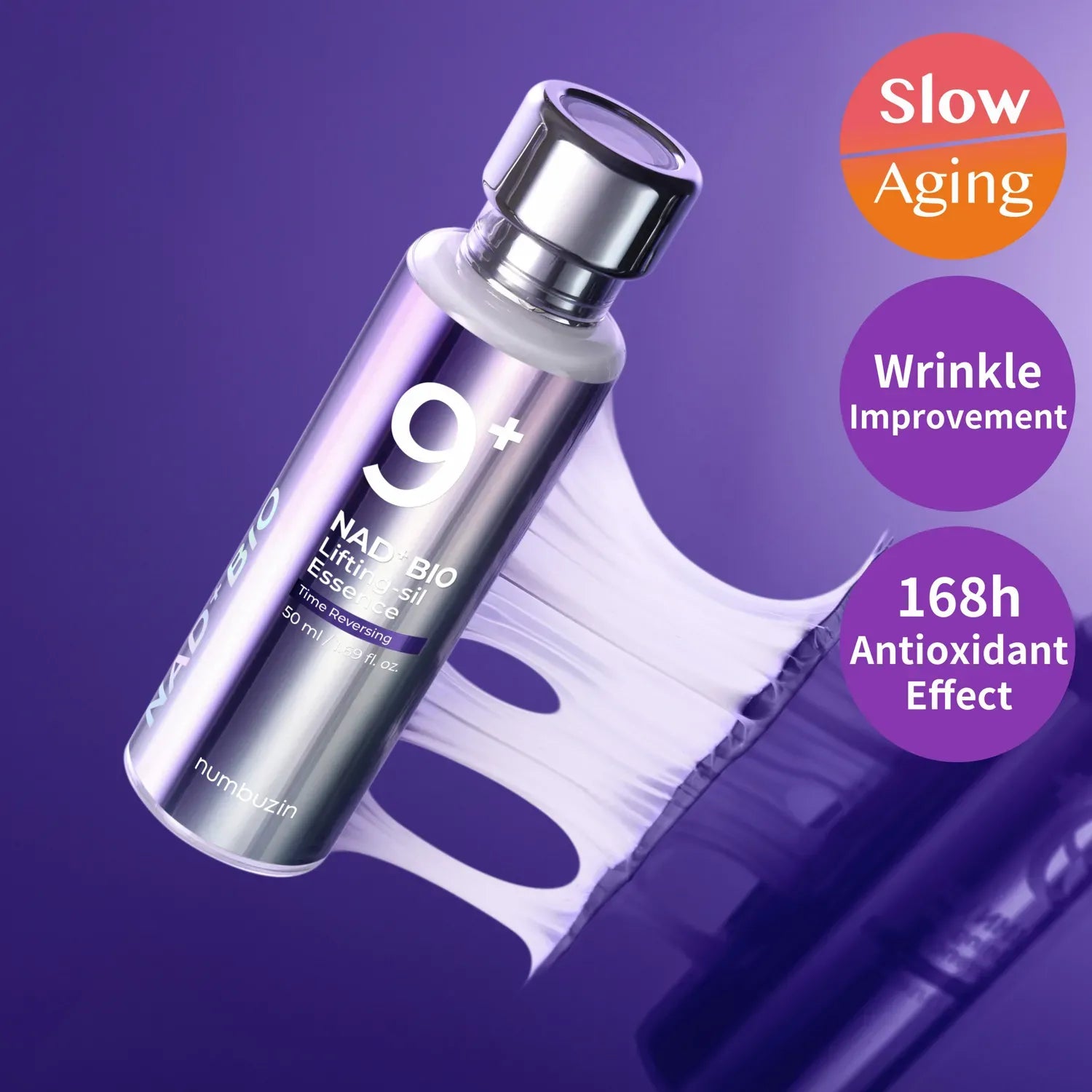 No.9 NAD Bio Lifting Essence in gebruik – Huidverzorging voor versteviging en vermindering van fijne lijntjes.