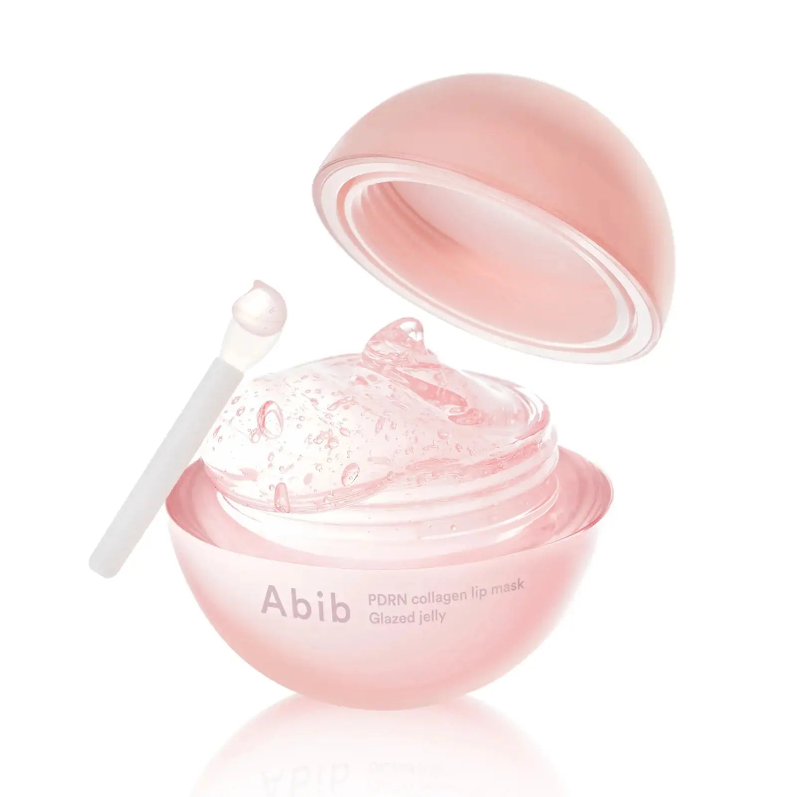 Abib PDRN Collagen Lip Mask Glazed Jelly Roze lipmasker in pot met open deksel en spateltje