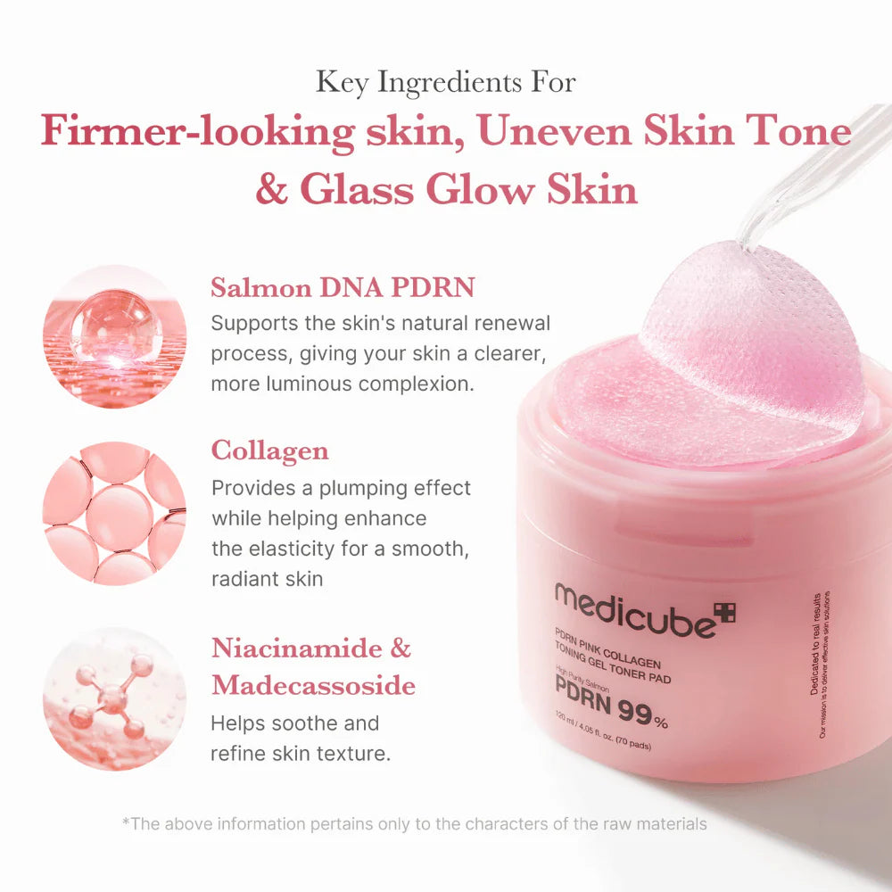 Medicube PDRN Pink Collagen Toning Gel Toner Pads