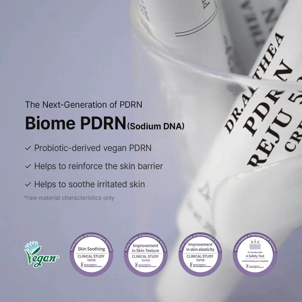 Dr.Althea PDRN Reju 5000 crème tube close-up, wit met paarse rand