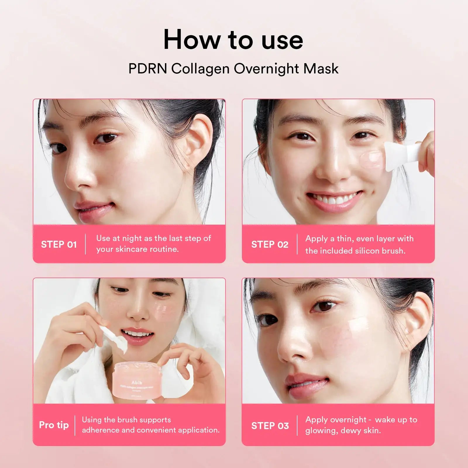 Abib PDRN collagen overnight mask Firming jelly PDRN collageen overnightmask potje bij gebruik, gel aangebracht op gezicht