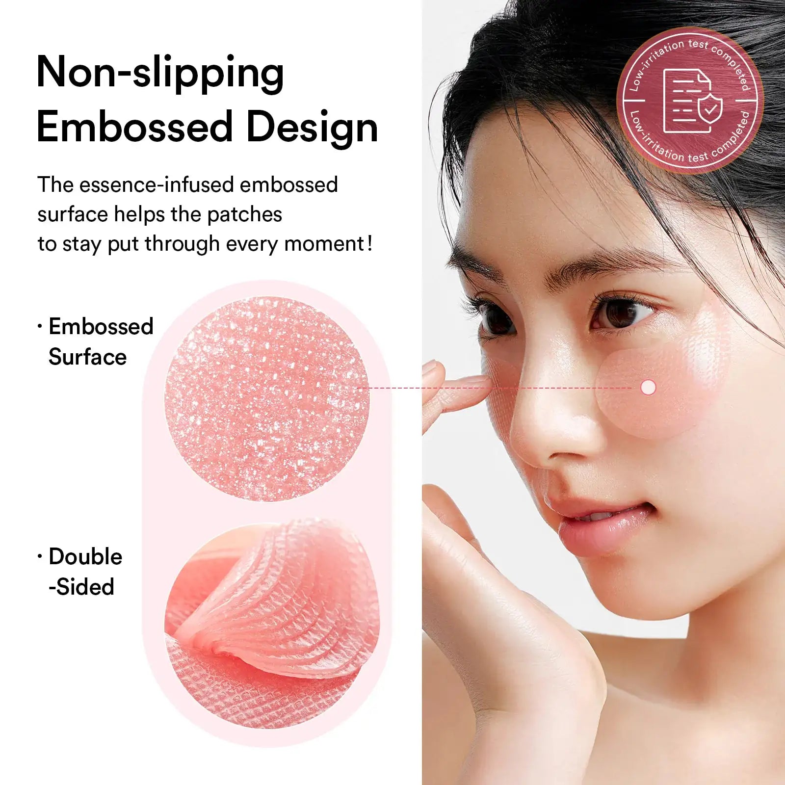 Abib PDRN Retinal Eye Patch Glow Jelly Roze oogpatch met reliëfstructuur en dubbele laag, op onderoog