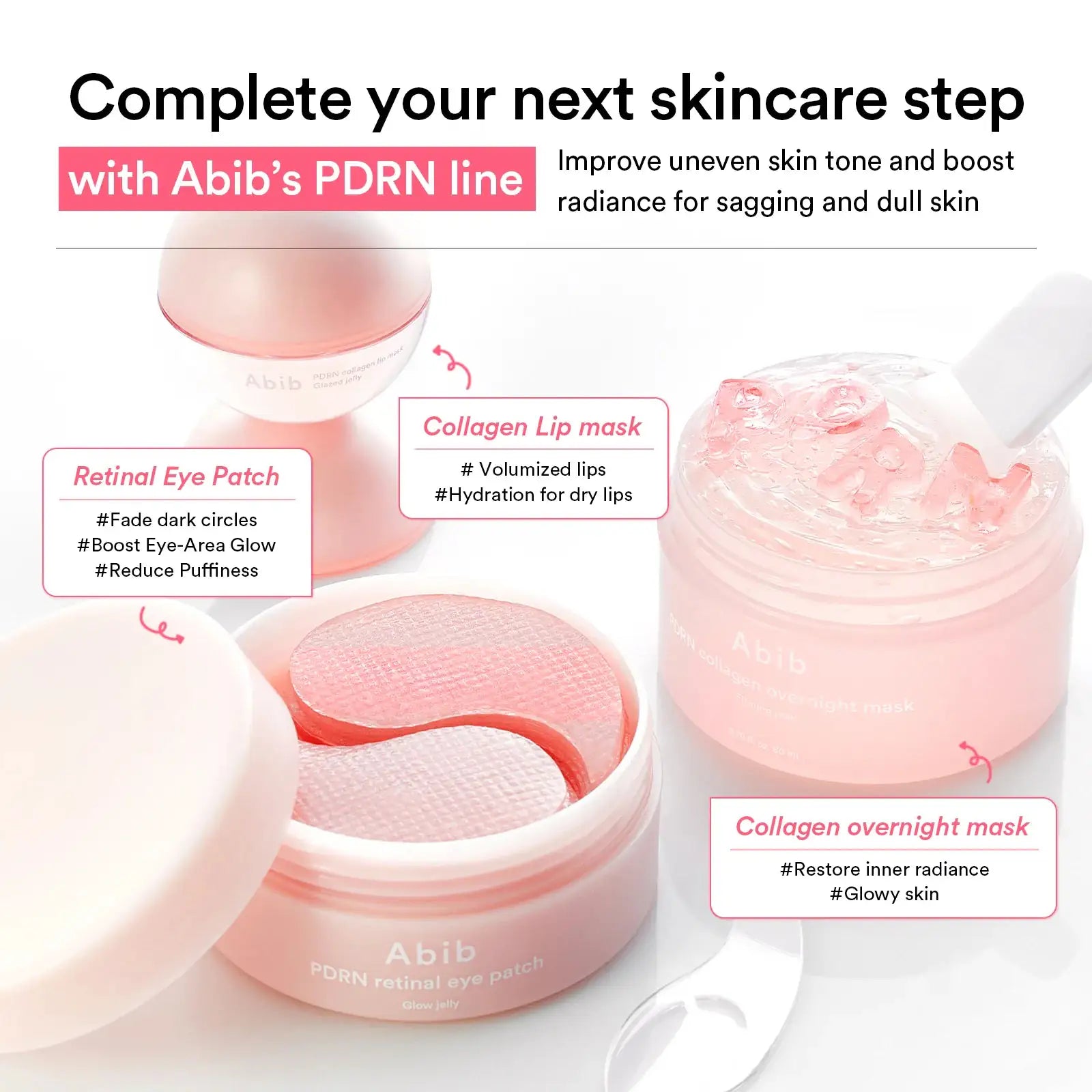 Abib PDRN Retinal Eye Patch Glow Jelly PDRN retinal oogpatch glow-jelly potjes met roze patches
