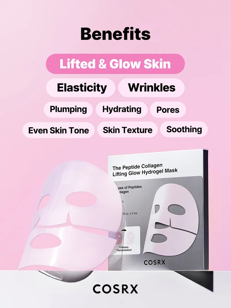 COSRX Peptide Collagen Glow Hydrogel Mask voordelen voor de huid