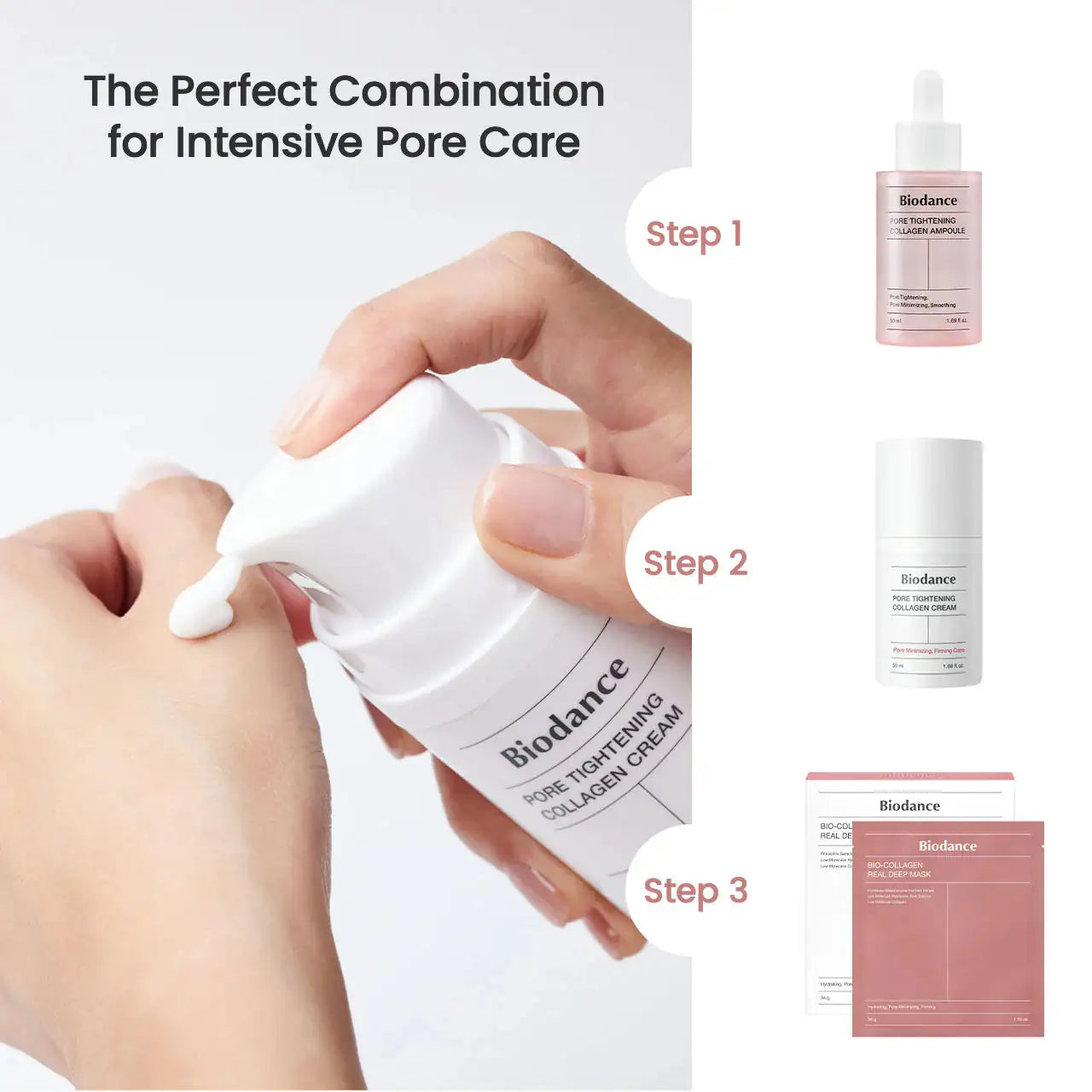 Biodance collageencrème voor poriënverstrakking, witte fles, crème uit de punt, 50 ml