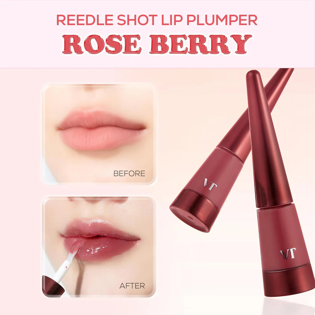 VT Cosmetics Reedle Shot Lip Plumper Rose Berry productfoto - microneedling-geïnspireerde lip gloss met hyaluronzuur