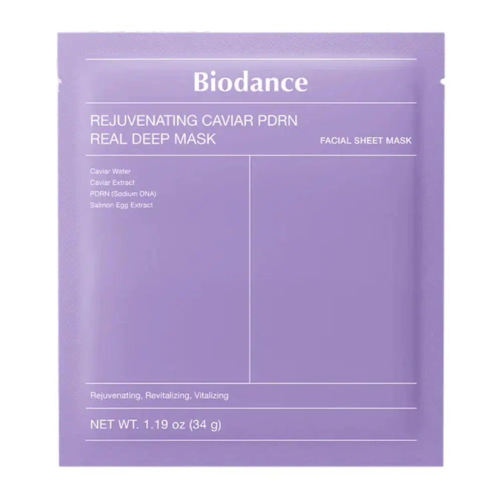 Biodance regenererende caviar PDRN deep mask, paarse gezichtsmasker-verpakking (sheet mask)