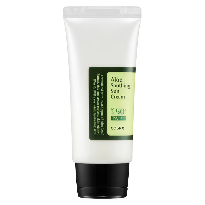 COSRX Aloe Soothing Sun Cream SPF50+ tube op witte achtergrond