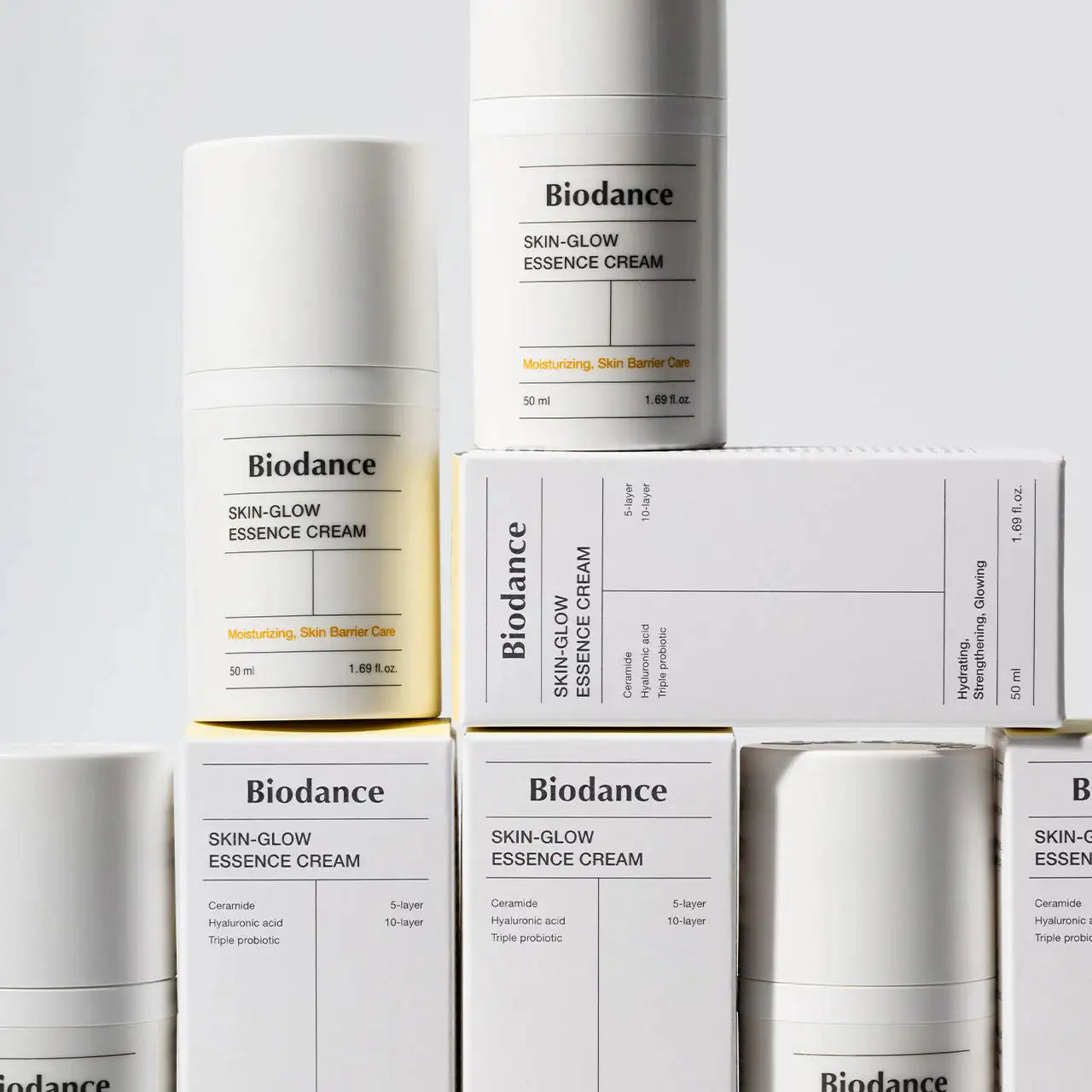 Set Biodance skin-glow essencecrème flessen en doosverpakkingen