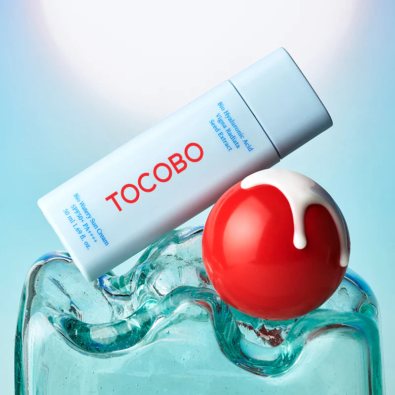 TOCOBO Bio Watery Sun Cream Niet-vette zonnecrème met hydraterende formule, close-up van textuur