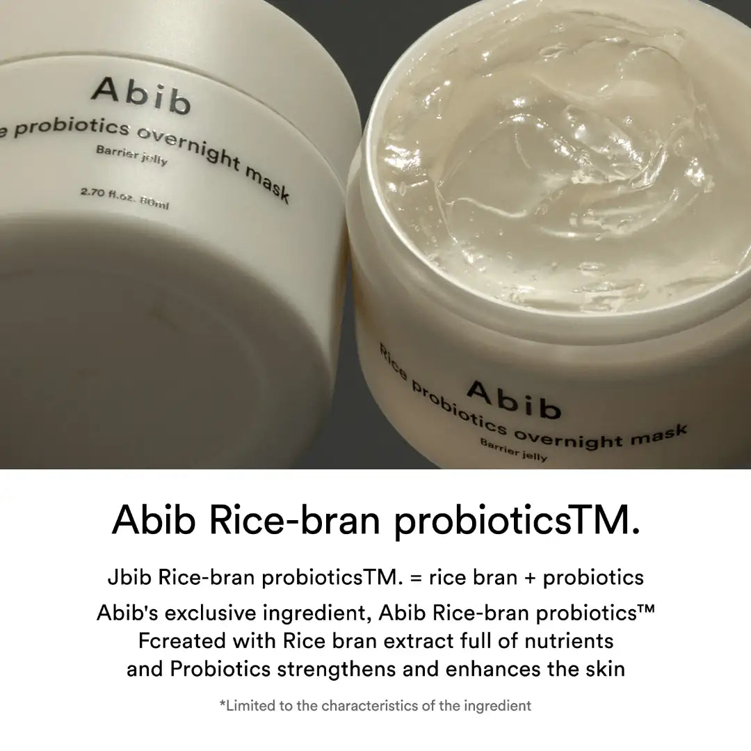 Abib Rice Probiotics Overnight Mask Barrier Jelly Abib rijstprobiotica overnight masker in twee potten, crème en gel