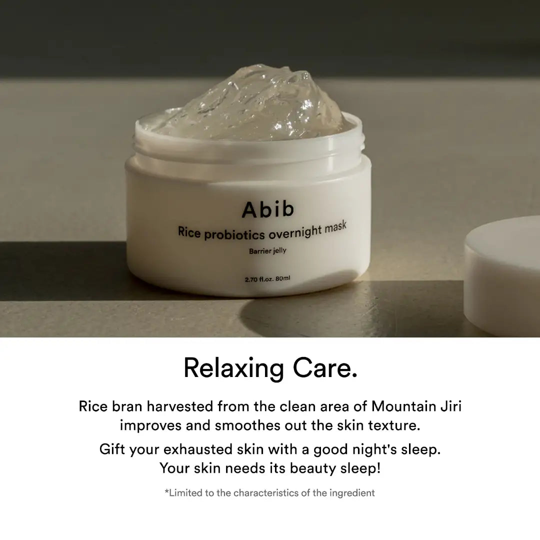 Abib Rice Probiotics Overnight Mask Barrier Jelly Abib rijstprobiotica overnight masker met volle schep transparante gel