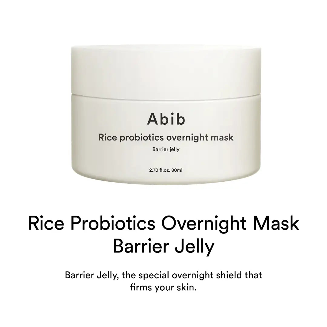 Abib Rice Probiotics Overnight Mask Barrier Jelly Abib rijstprobiotica overnight masker in ronde pot, crème