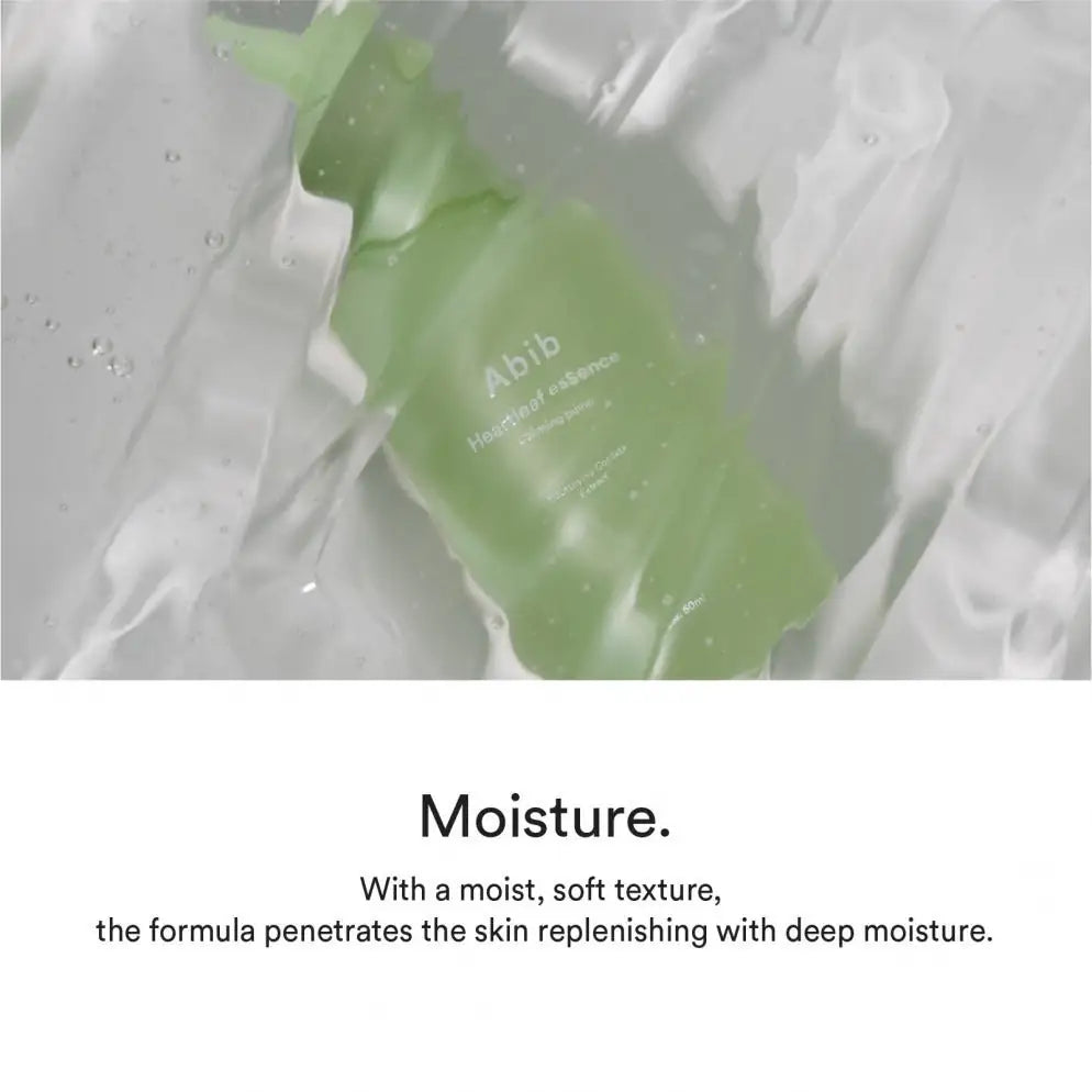Abib Heartleaf Essence Calming Pump Lichtgroene essence-pompflacon met zichtbare pompkop