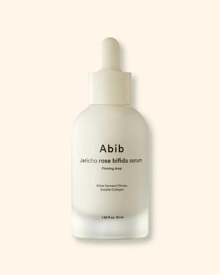 Abib Jericho Rose Bifida Serum Firming Drop Abib Jericho rose bifida serumflacon, beige druppelfles met opzetdop