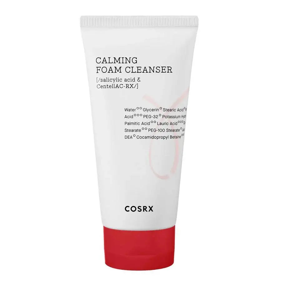 Witte schuimreiniger-tube met rode onderkant, Cosrx AC Collectie