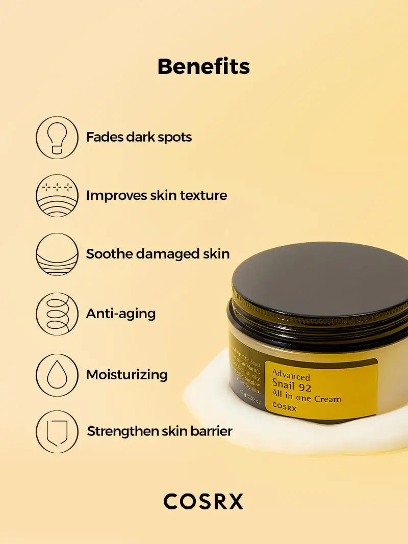 COSRX Advanced Snail 92 All in One Cream slakkenmucine – Koreaanse huidverzorging