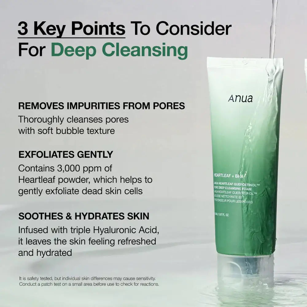 Anua Heartleaf Quercetinol Pore Deep Cleansing Foam Anua Hartleaf-Quercetinol schuimreiniger tube met transparante dop onderaan
