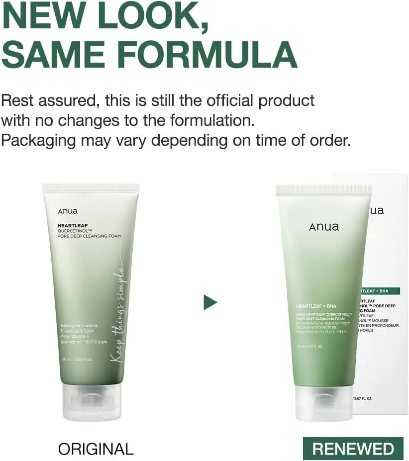 Anua Heartleaf Quercetinol Pore Deep Cleansing Foam Anua Hartleaf-Quercetinol schuimreiniger tube met vernieuwde verpakking