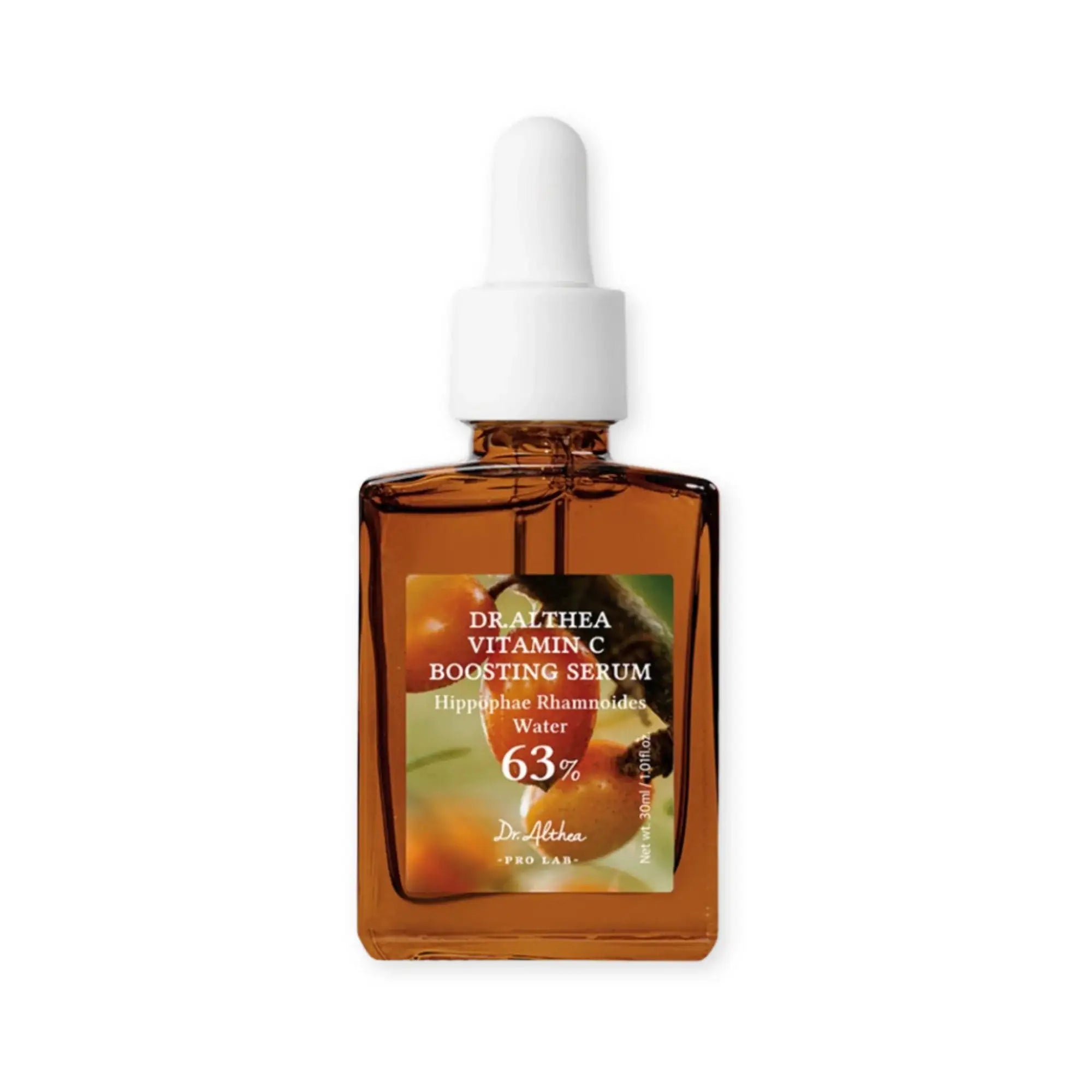 Vitamine C-versterkend serumflesje (Renew) met amberkleurige vloeistof en pipetdop