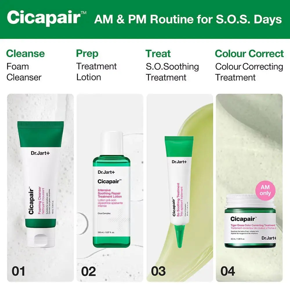 Dr. Jart+ Cicapair So Soothing Treatment Cicapair AM&PM set met tube, lotionfles en pot voor huidverzorging