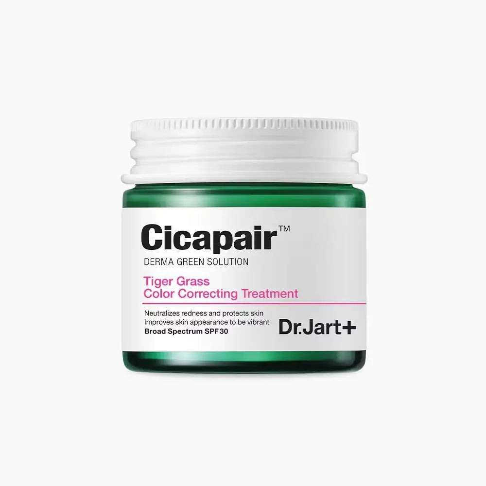 Dr. Jart+ Cicapair Tiger grass color correcting treatment Cicapair tijgergras kleurcorrecterende treatment in pot met groene deksel