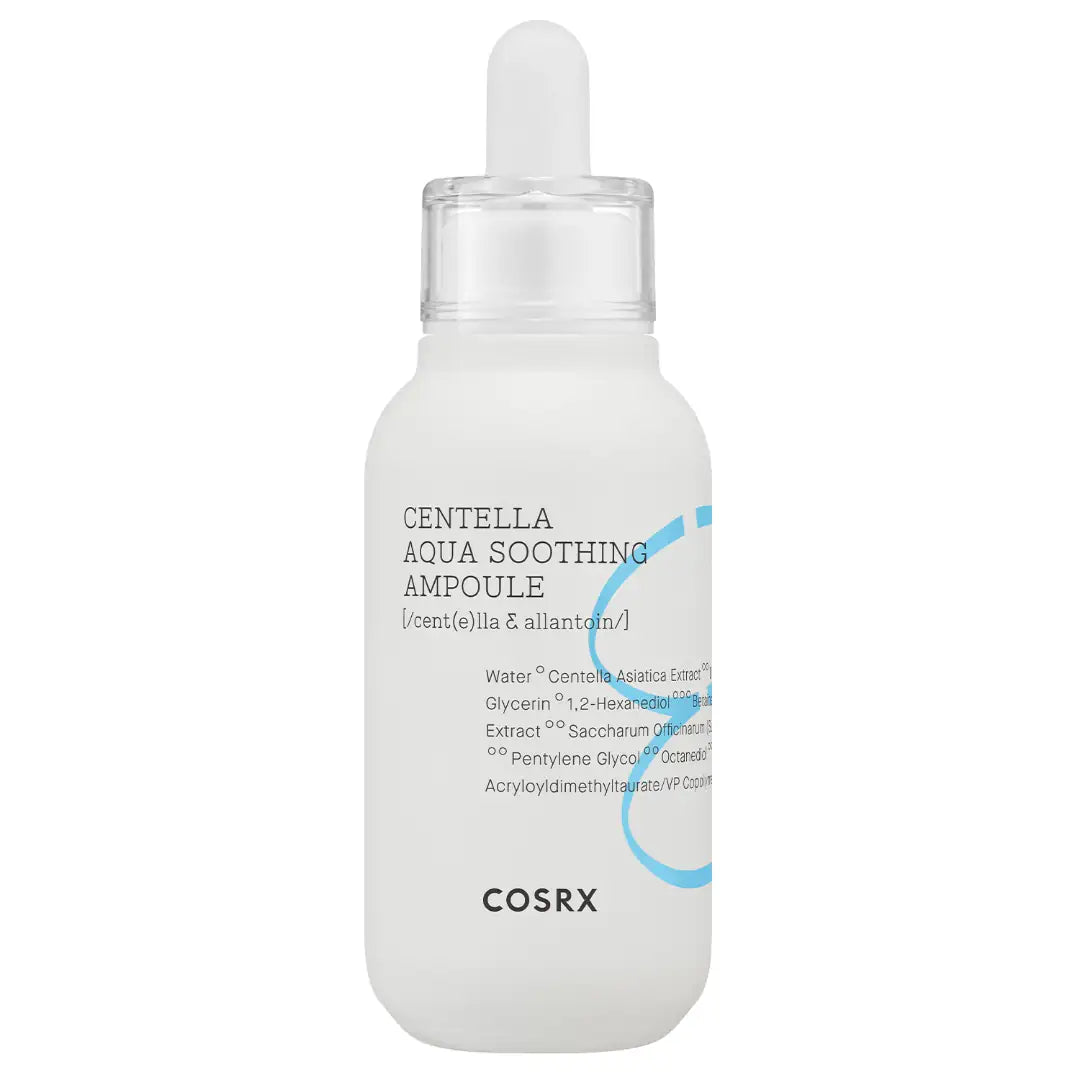 Centella Aqua Soothing-ampul met witte fles en transparante druppelaar
