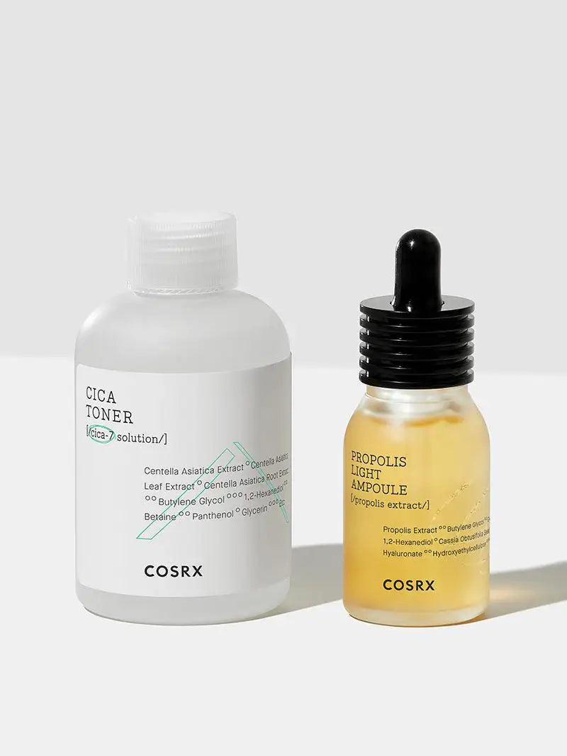 Cica-toner fles en propolis ampul met pipet, beide van COSRX