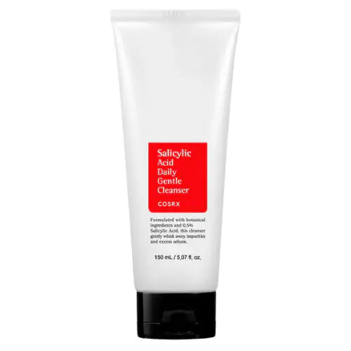 Gezichtsreiniger met salicylzuur, witte tube met zwarte dop, COSRX.