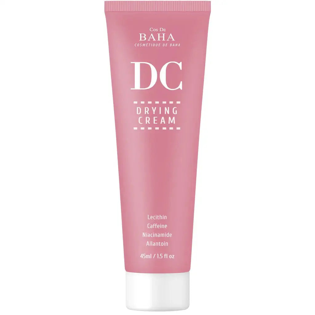 DC-drogende crème in roze tube met witte basis en ribbelbare dop
