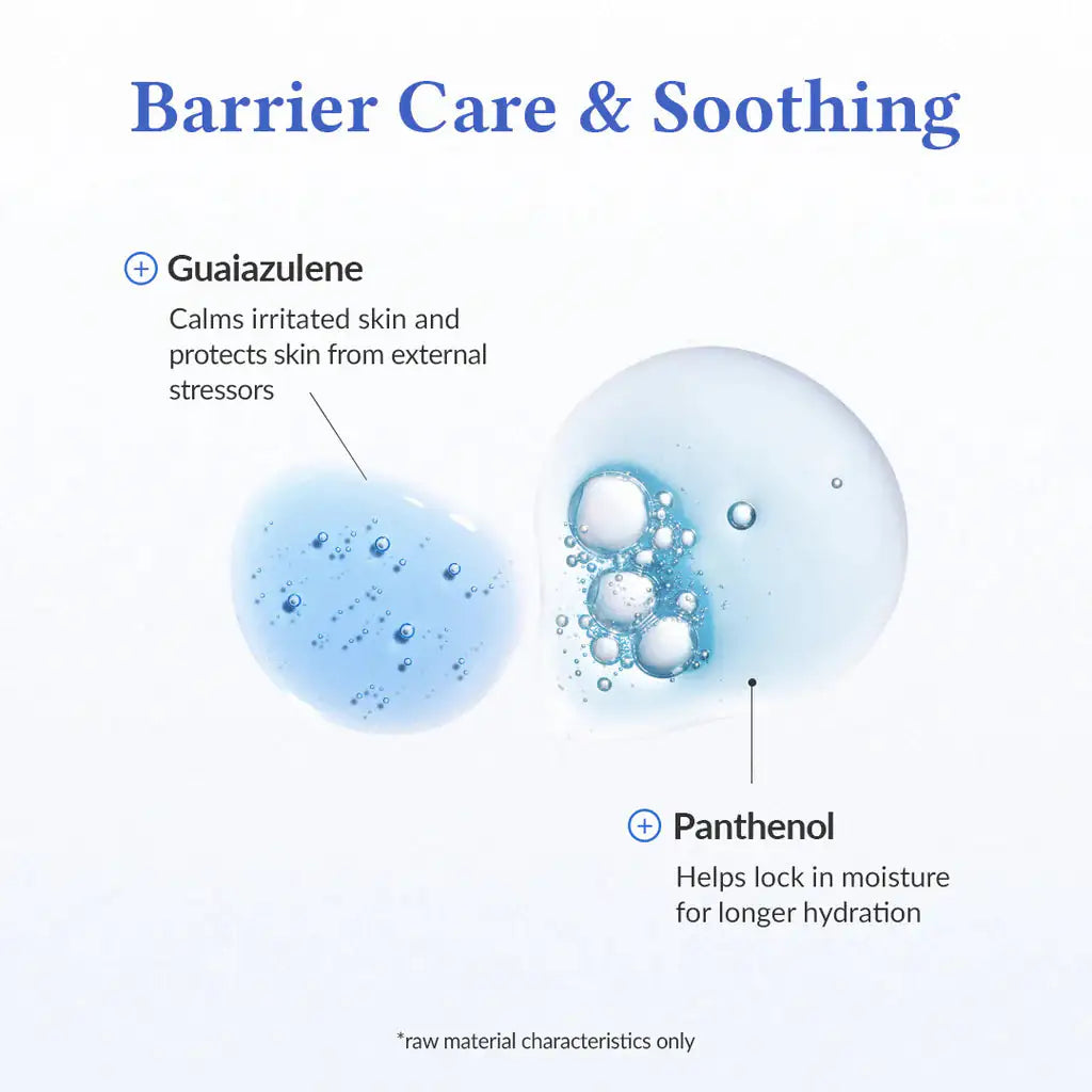 Infographic Barrier Care & Soothing met Guaiazuleen en Panthenol.