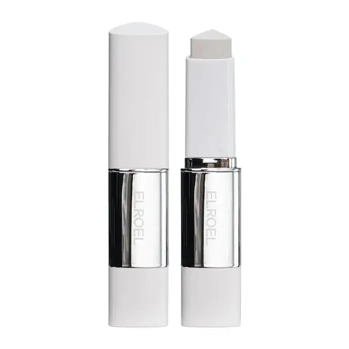 Crème coverstick met witte huls en zilveren dop, afgeronde top