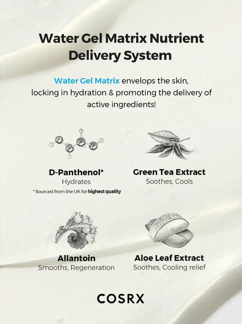 COSRX watergel-matrix gelcrème, lichtgroene substantie