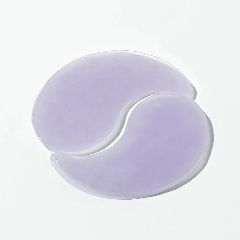 Twee lila hydrogel oogpatches, rond ovaal gevormd voor onder het oog