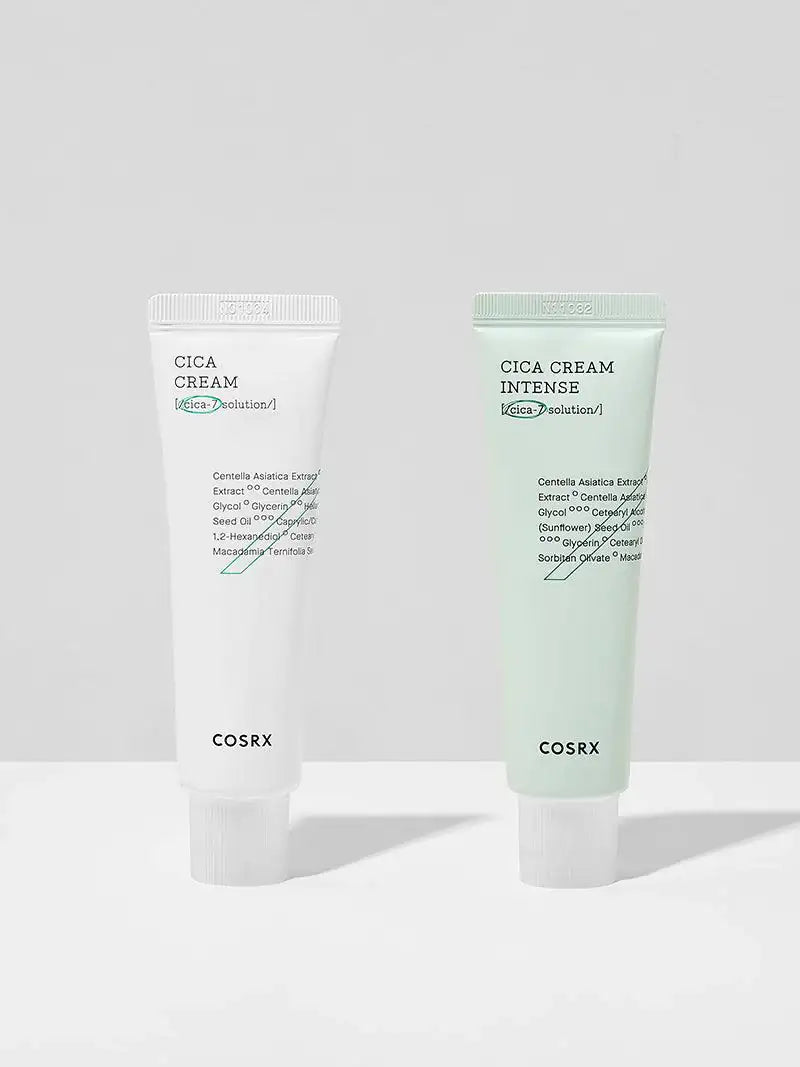 COSRX Cica crème Intense tubes, wit en lichtgroen met spuitdop