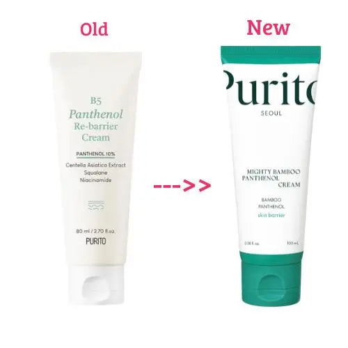 Purito Mighty Bamboo Panthenol Cream old and new packaging