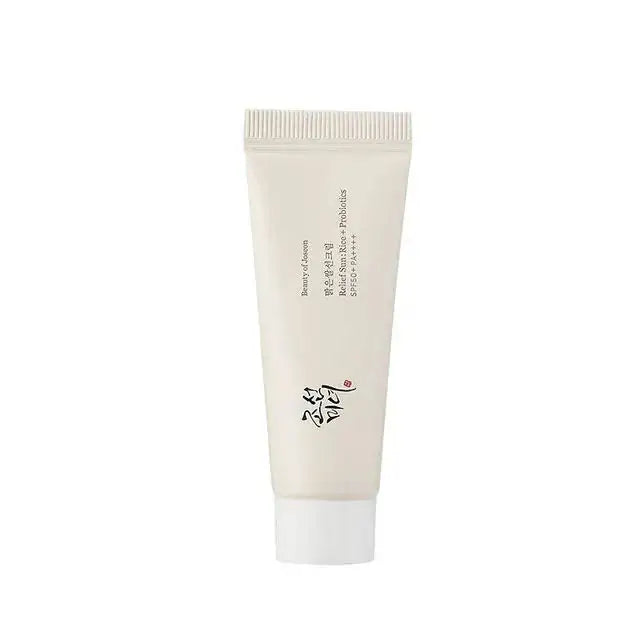 Beauty of Joseon Relief Sun Rice Probiotics - SPF50+/PA++++ Relief Sun Rice Probiotics zonnebrandcrème tube met tekst op de achterkant