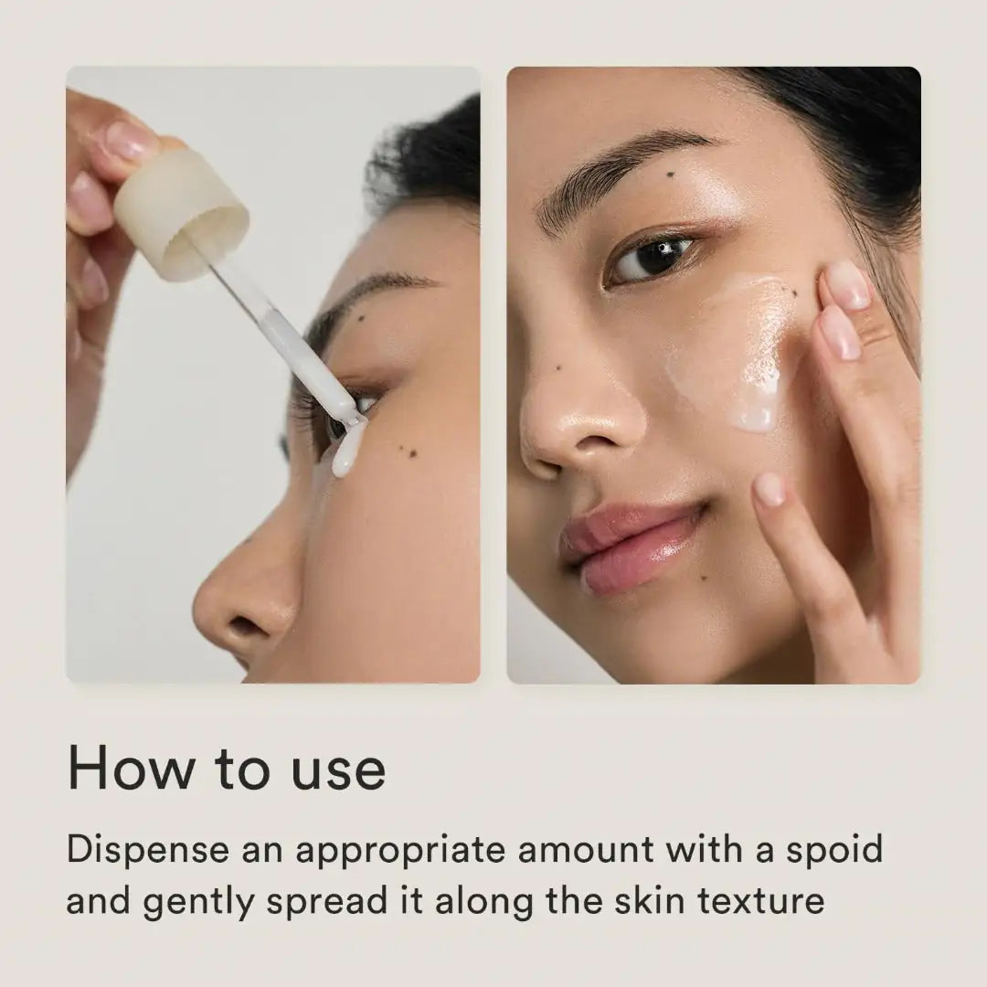 Abib Jericho Rose Bifida Serum Firming Drop Serum aanbrengen op gezicht met pipet: Abib Jericho rose bifida serum
