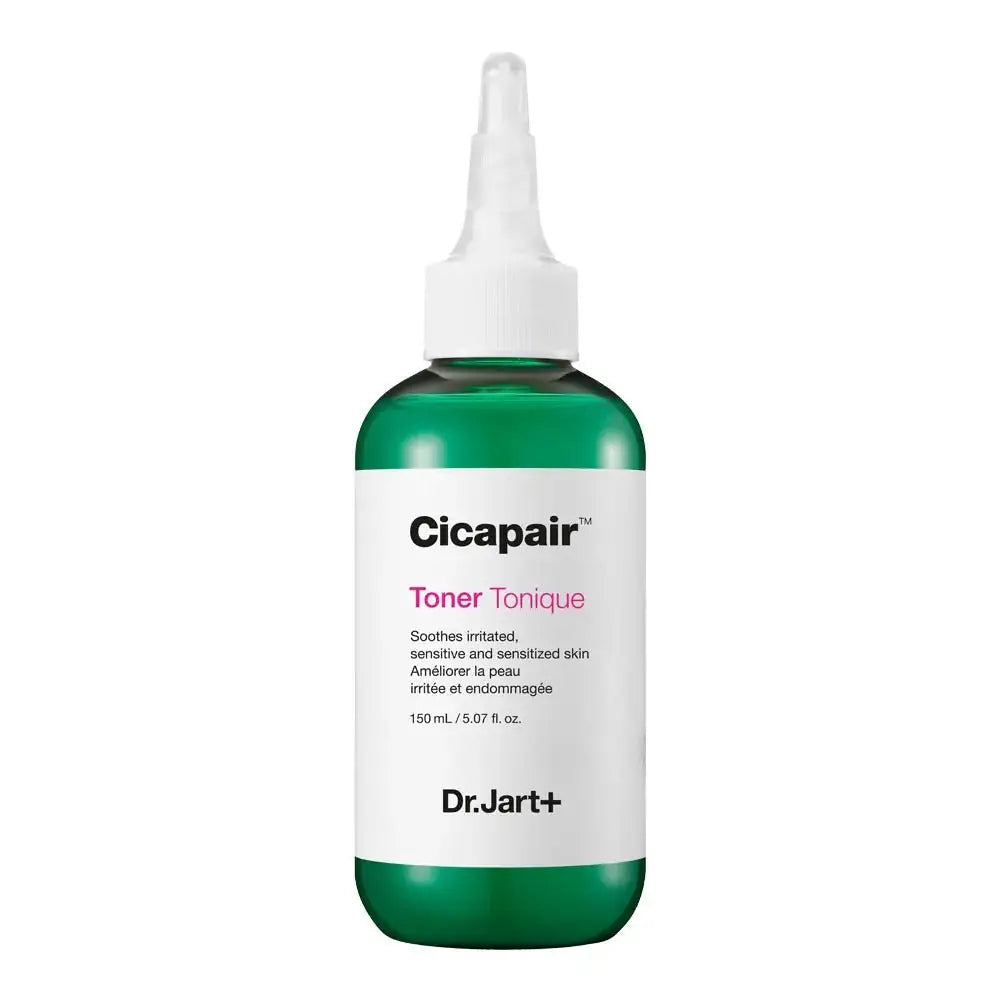 Dr. Jart+ Cicapair Toner Cicapair tonerfles met groen vloeistof en witte spraydop, Dr. Jart+ etiket